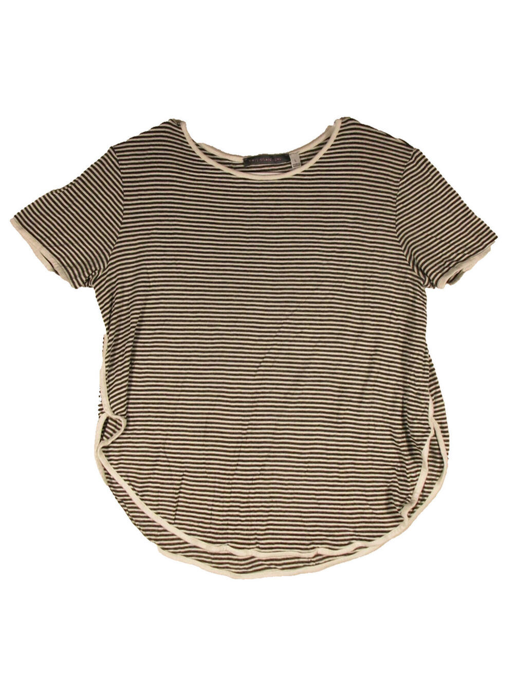 West Coast Love Womens Striped Short Sleeve Top Shirt Size L White/Black